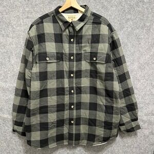 Red Head Sherpa Lined Flannel Shirt Jacket‎ Mens XL Green Buffalo Plaid Quilted